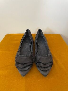 Pedro Garcia Black Satin Flats | Size 7 |